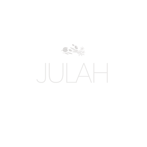 Brand name 'JULAH' with a decorative element on a black background